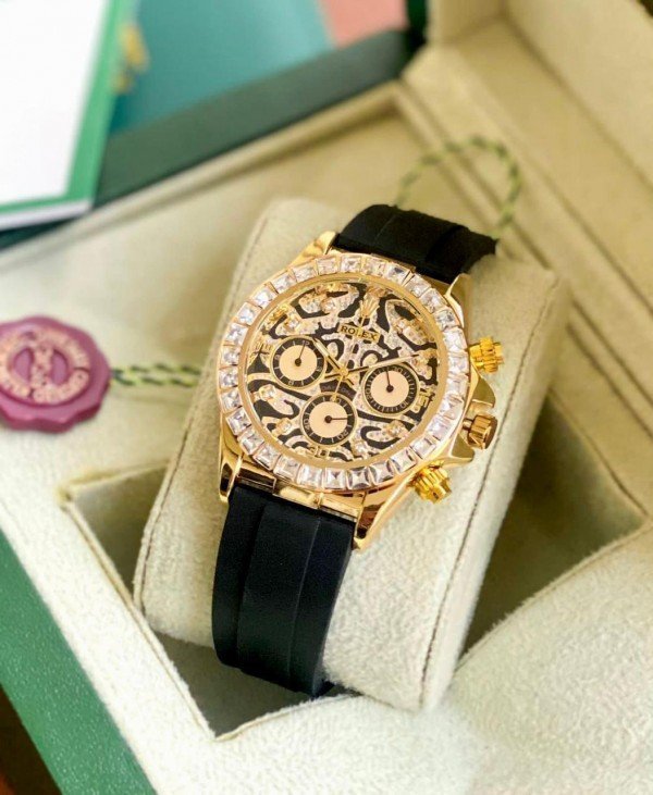 Rolex Daytona Diamond Tiger Gold Oyster Flex TOP PREMIUM QUALITY WATCH - Image 4