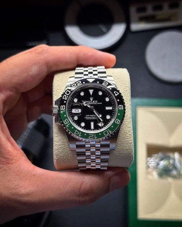 Rolex Gmt Master 2 Sprite Left Handed Black Dial Jubilee Strap