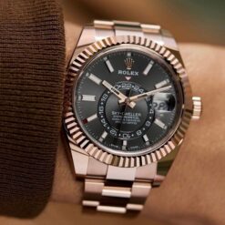 Rolex Sky Dweller Rosegold Grey Dial Oyster Strap Automatic Premium Watch