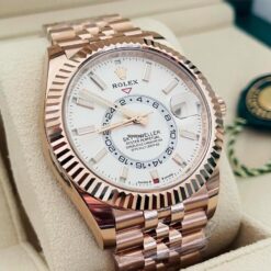 Rolex Sky Dweller Rosegold White Dial Jubilee Strap Automatic Premium Watch