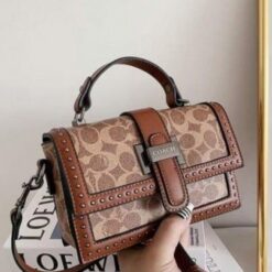 Coach studded Bag with Box Dust Bag Sling Belt Bill