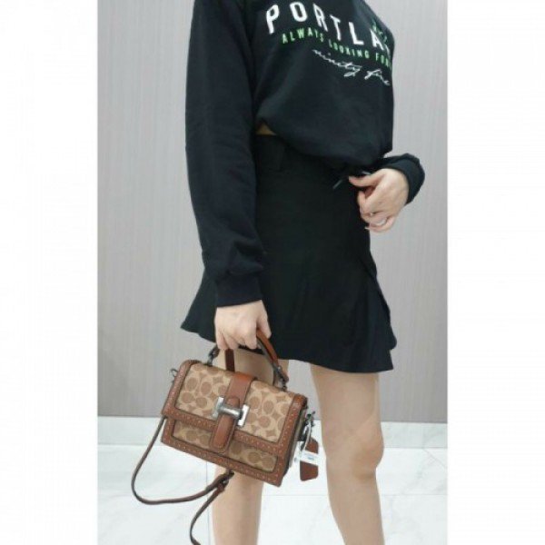 Coach studded Bag with Box Dust Bag Sling Belt Bill - Image 4