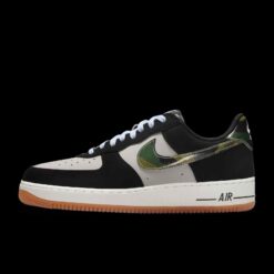 Nikee AirForce 1 Low Black Patent Camo Swoosh337