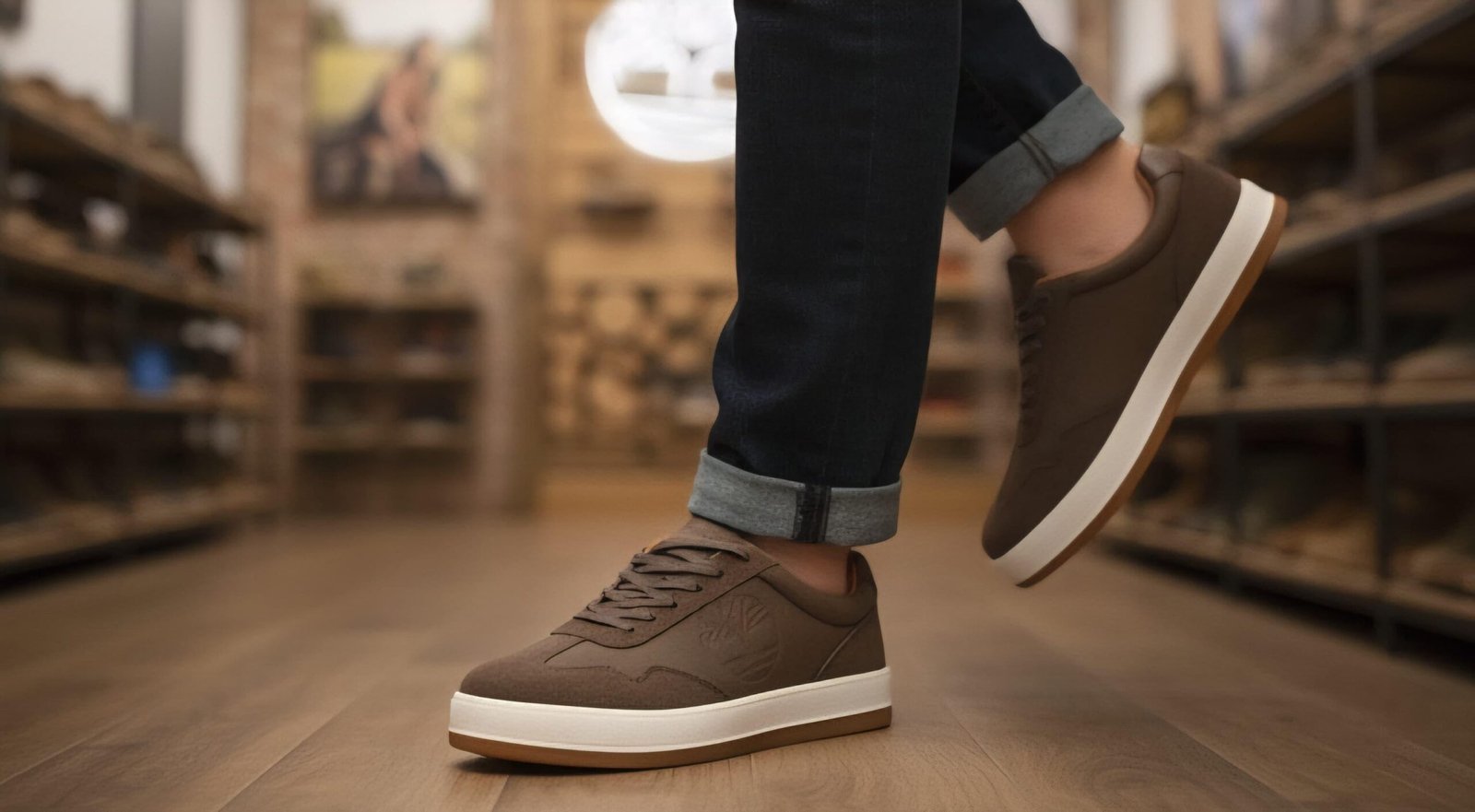 TIMBERLAND BROWN WHITE LEATHER SNEAKER 2025 - Image 4