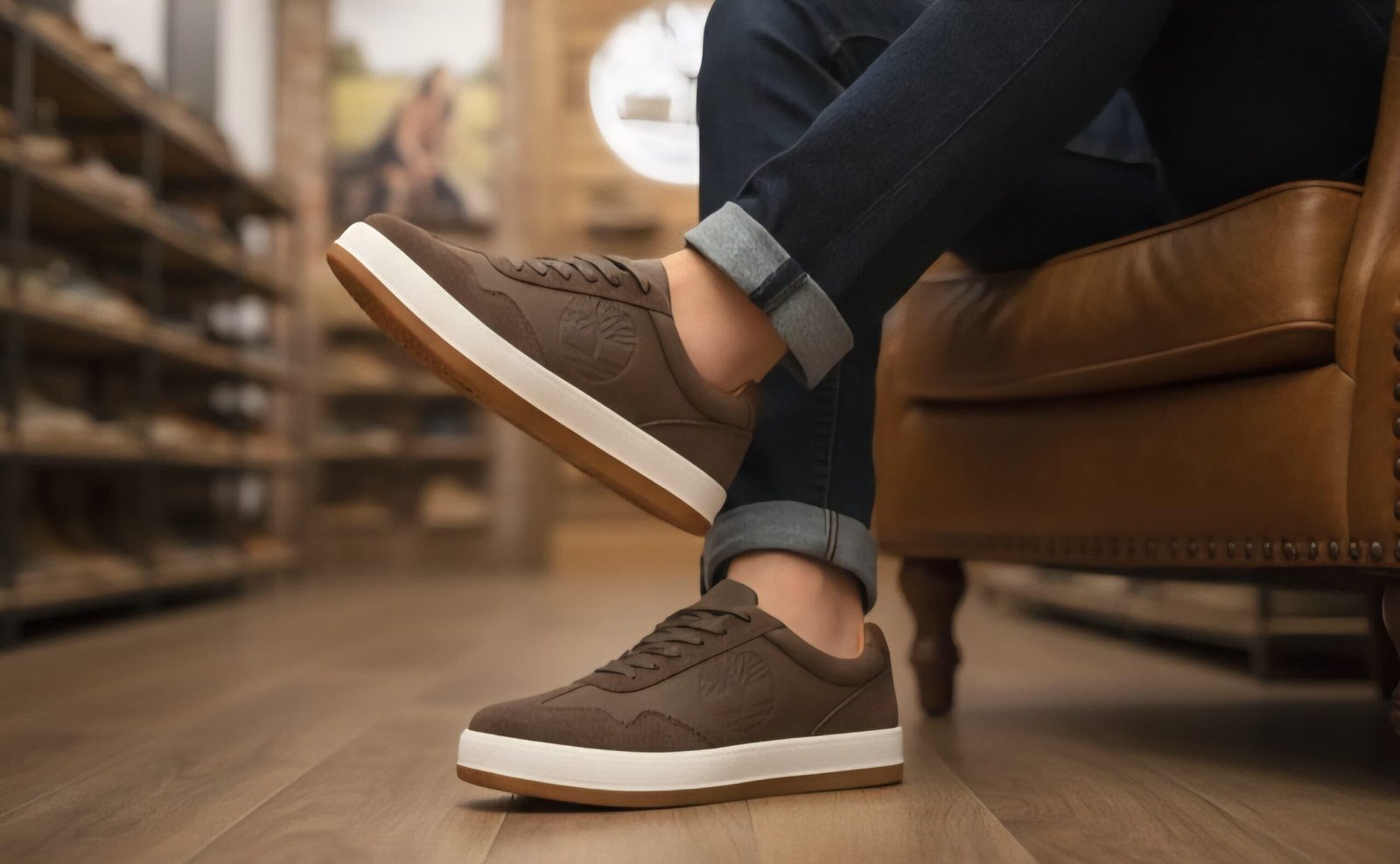 TIMBERLAND BROWN WHITE LEATHER SNEAKER 2025 - Image 3