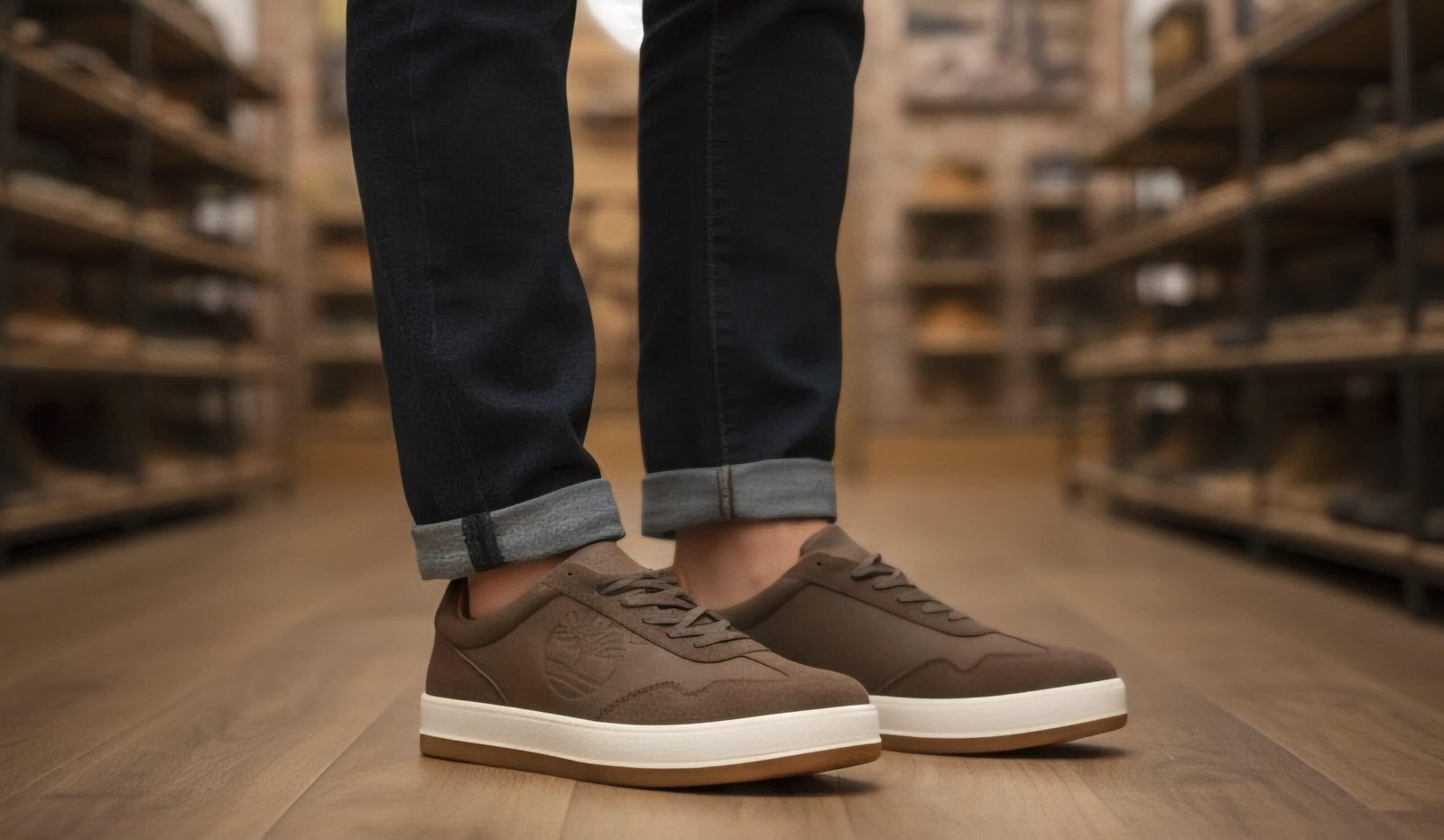 TIMBERLAND BROWN WHITE LEATHER SNEAKER 2025 - Image 2