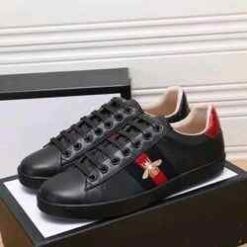 Alternative view of Guccii black leather ace embroidered bee low 406