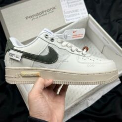 Nik.e Air Force 1 Panda Prank Moss Green Swoosh