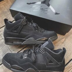 Jordan Retro 4 Black Cat Suede Semi Ua