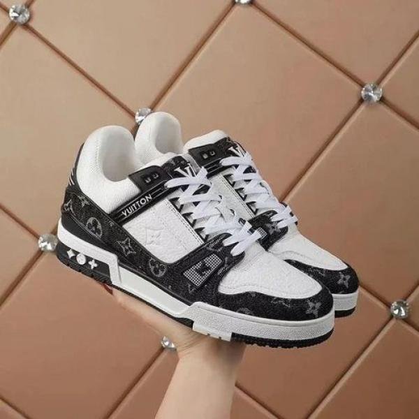 Louiis Vuittton LV Trainer Monogram White Black Denim With Accessories - Image 4