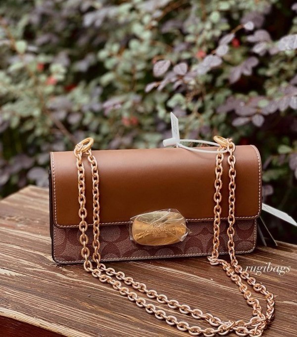 Coach Eliza Premium Crossbody Sling Bag With OG Magnetic Gift Box & Dust Bag (Tan Brown - 916) - Image 4