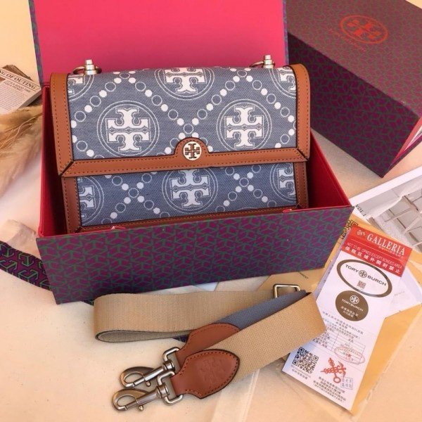 Tory Burch T Monogram Shoulder Bag With Adjustable Strap With OG Box & Dust Bag (Brown - 617)(BSB) - Image 4
