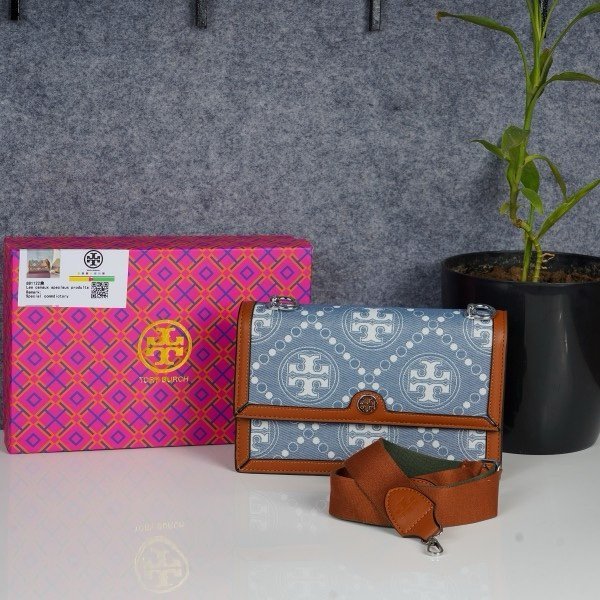 Tory Burch T Monogram Shoulder Bag With Adjustable Strap With OG Box & Dust Bag (Brown - 617)(BSB) - Image 5