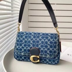 Alternative view of Coach Soft Tabby Shoulder Bag In Signature Denim With OG Box Dust Bag (Denim-66130)(LB)