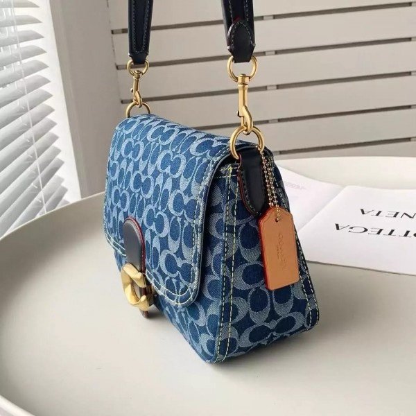 Coach Soft Tabby Shoulder Bag In Signature Denim With OG Box Dust Bag (Denim-66130)(LB) - Image 5