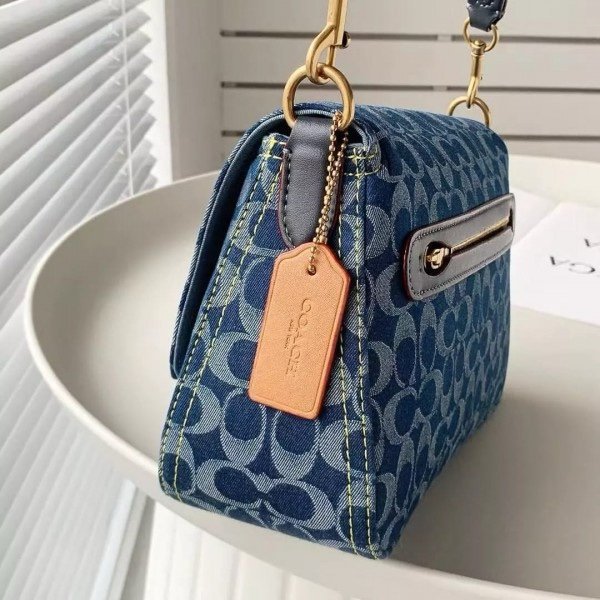 Coach Soft Tabby Shoulder Bag In Signature Denim With OG Box Dust Bag (Denim-66130)(LB) - Image 6