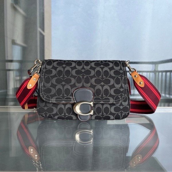 Coach Soft Tabby Shoulder Bag In Signature Denim With OG Box Dust Bag (Black-66130)(LB) - Image 2
