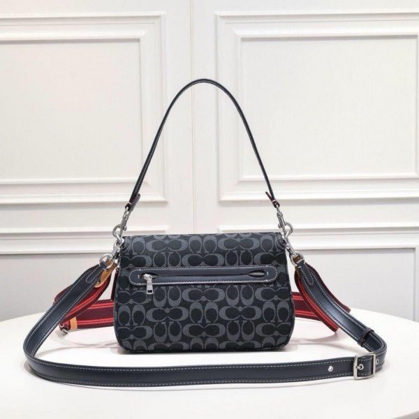Coach Soft Tabby Shoulder Bag In Signature Denim With OG Box Dust Bag (Black-66130)(LB) - Image 4