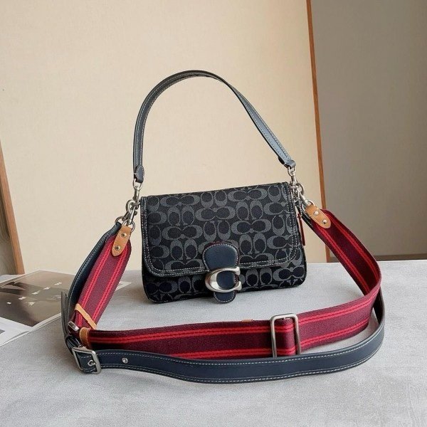 Coach Soft Tabby Shoulder Bag In Signature Denim With OG Box Dust Bag (Black-66130)(LB) - Image 5