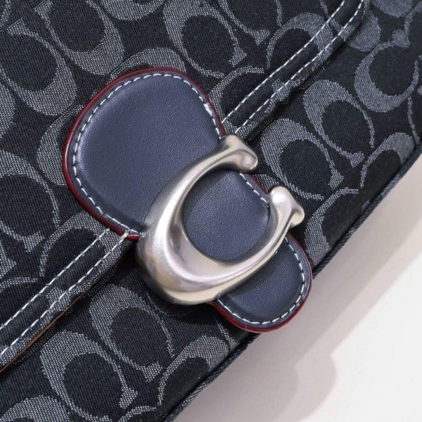 Coach Soft Tabby Shoulder Bag In Signature Denim With OG Box Dust Bag (Black-66130)(LB) - Image 7