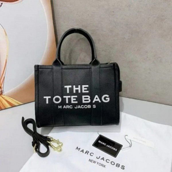 Marc Jacobs Medium The Tote Bag With OG Box & Dust Bag & Shoulder Strap (Black - 459) - Image 2