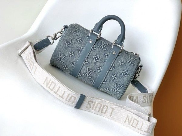 Louis Vuitton Lv Monogram Washed Denim High Quality Mini Duffle Bag With Double Box Packing M22762 Denim - Image 7