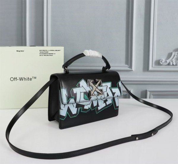 Off-White Leather Hand Held Black Graffity Jitney 1.4 Shoulder Bag (8853 Black Graffity)(LB) - Image 3