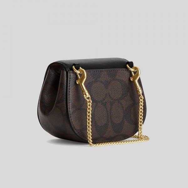 Coach Morgan Card Case On A Chain In Signature Canvas Brown Black CK439 With OG Box & Dust_Bag(LB) - Image 5