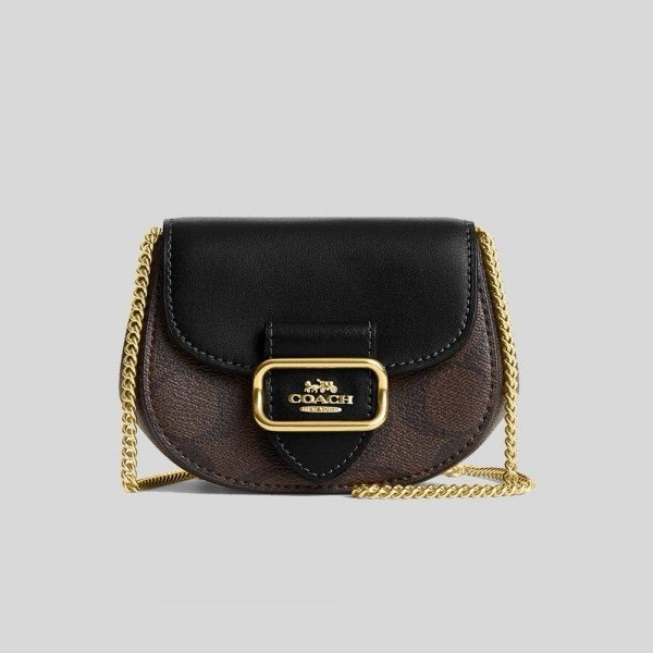 Coach Morgan Card Case On A Chain In Signature Canvas Brown Black CK439 With OG Box & Dust_Bag(LB) - Image 2