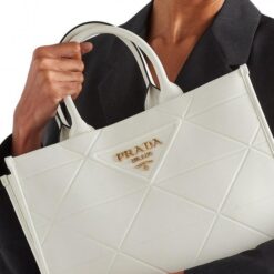 Alternative view of Prada Leather Symbole Tote Bag With OG Box & Dust Bag (White-891)(BSB)
