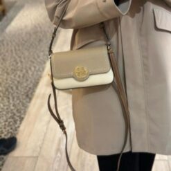 Alternative view of Tory Burch felix lychee print bag with box.