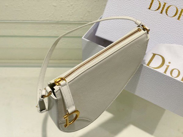Christian Dior CD Saddle Rodeo Bag Pouch With OG Box & Dust Bag (379 White) - Image 5