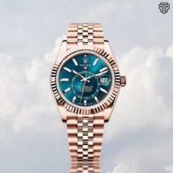 Rolex Sky Dweller Rosegold Bluegreen Dial Jubilee Strap Automatic Premium Watch