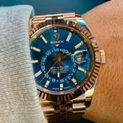 Alternative view of Rolex Sky Dweller Rosegold Bluegreen Dial Jubilee Strap Automatic Premium Watch