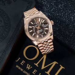 Alternative view of Rolex Sky Dweller Rosegold Brown Dial Jubilee Strap Automatic Premium Watch