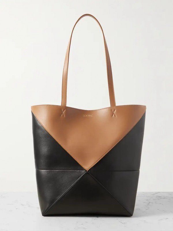 Loewe Limited Edition Puzzle Fold Tote Bag With OG Box & Dust Bag (Tan Black - 697)(BSB) - Image 5