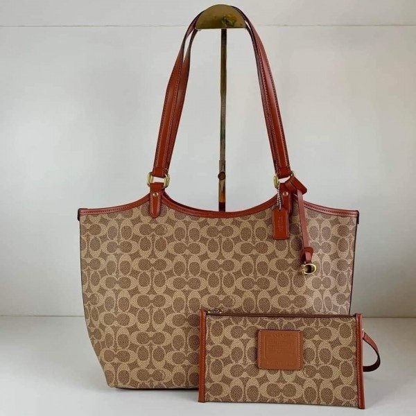 Coach Day Tote With Removable Pouch & Dust Bag (Brown-968)(BSB) - Image 4
