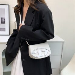 Diesel 1DR Shoulder Bag With OG Box & Dust Bag & Extra Shoulder Strap (White-441)(BSB)