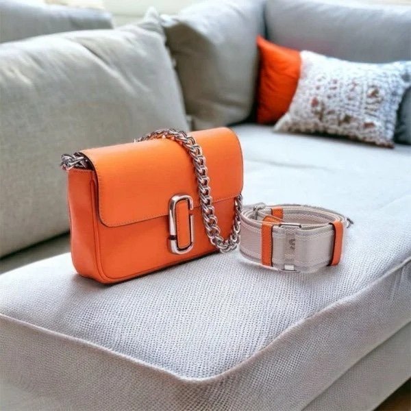 Marc Jacobs The J Marc Shoulder Bag With OG Box & Dust Bag (Orange - 926)(BSB) - Image 6