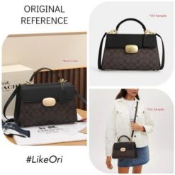 Alternative view of Coach Eliza Top Handle Premium Crossbody Bag With OG Magnetic Gift Box & Dust Bag (Black_Brown-913)(BSB)