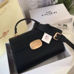 Coach Eliza Top Handle Premium Crossbody Bag With OG Magnetic Gift Box & Dust Bag (Black-911)(BSB)