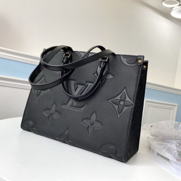 Louis Vuitton LV On The Go Monogram Premium Leather Tote Bag With Dust Bag (Black - 313)(BSB) - Image 6