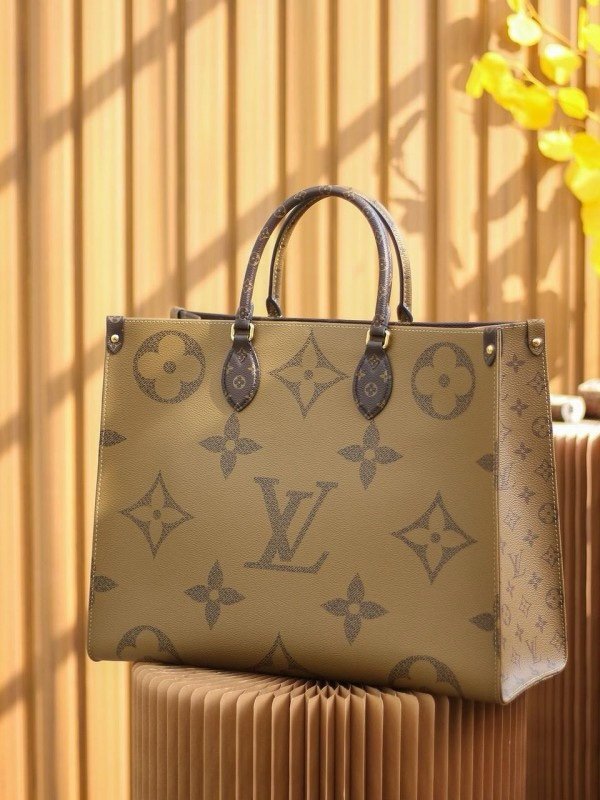 Louis Vuitton LV On The Go Monogram and Monogram Reverse Premium Leather Tote Bag With Dust Bag (Brown - 189)(BSB) - Image 4
