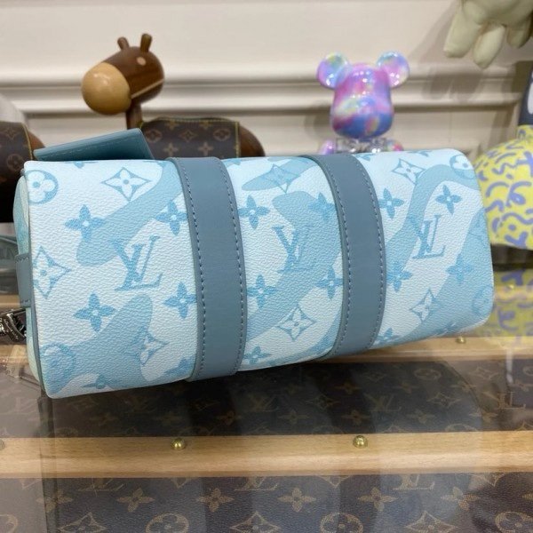Louis Vuitton LV M22527 Keepall Bandouliere 25 Monogram Travel Speedy With OG Box & Dust Bag (Blue - 648)(BSB) - Image 7