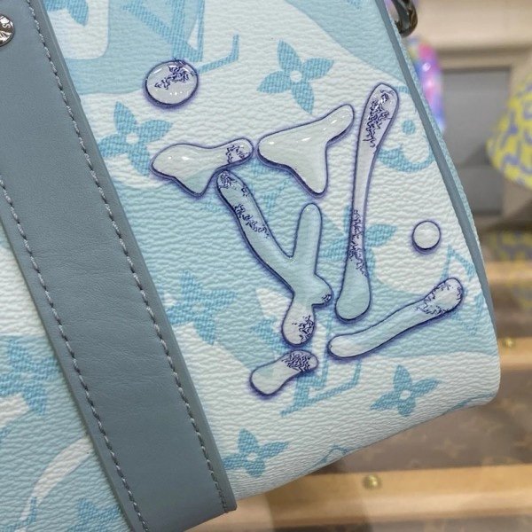 Louis Vuitton LV M22527 Keepall Bandouliere 25 Monogram Travel Speedy With OG Box & Dust Bag (Blue - 648)(BSB) - Image 8