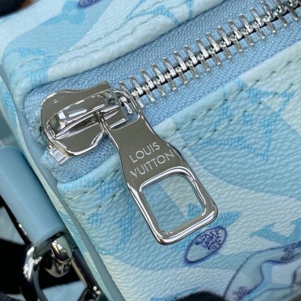 Louis Vuitton LV M22527 Keepall Bandouliere 25 Monogram Travel Speedy With OG Box & Dust Bag (Blue - 648)(BSB) - Image 9