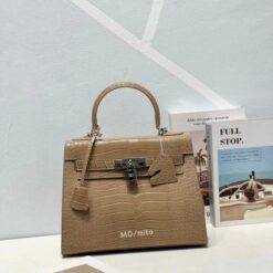 Hermes Blanc Crocodile Niloticus Khakhi Encrusted Birkin Bag With OG Box & Dust Bag (1080 Khakhi)
