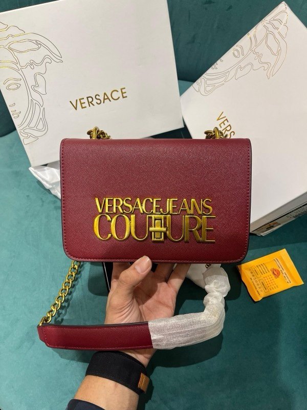 Versace Jeans Couture Saffiano Lock Crossbody Bag With OG Gift Box & Dust Bag (Red - VA029)(LB) - Image 3