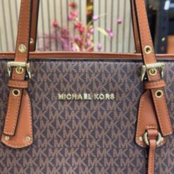 Alternative view of Michael Kore Voyager Leather Satchel Shoulder Bag With Dust Bag (19028_Coffee_Brown)(LB)