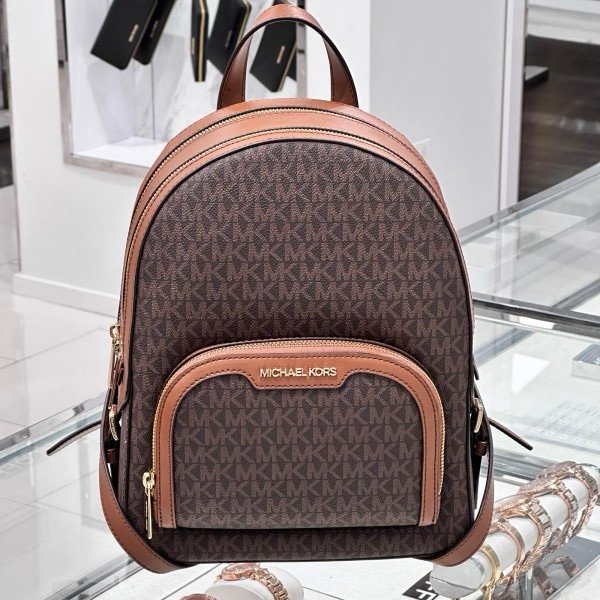 Michael Kors Double Zipper Backpack With Dust Bag (22M07-Coffee_Brown)(LB) - Image 4
